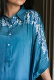 Persian blue cord set hand work