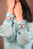 Sky blue top hand work
