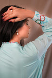 Sky blue top hand work