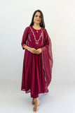 APNAसा Cherry Red Anarkali Set