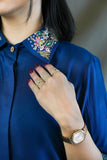 Dark blue shirt hand work