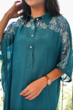 Persian blue cord set hand work