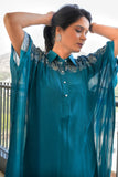 Persian blue cord set hand work
