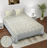 Grey Oasis Ikat Printed Bedsheet