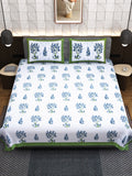 APNASA Sapphire Blossom Handblock Bedsheet