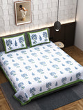 APNASA Sapphire Blossom Handblock Bedsheet