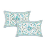 Blue Ikat Blossom Printed Bedsheet