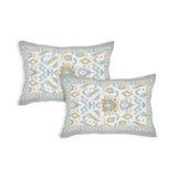 Sky Heritage Handblock-Style Bedsheet