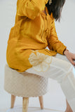 APNAसा Mustard Silk Cord Set Handworked