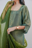 APNAसा Olive Green Kurta Set With Handwork