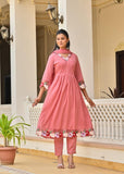 WOMEN PINK PINTEX THREAD EMBROIDERY KURTA SET
