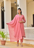WOMEN PINK PINTEX THREAD EMBROIDERY KURTA SET