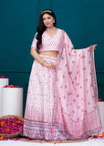 APNASA Musline SIlk Handwork Lehenga Set