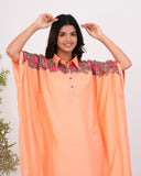 APNAसा Peach Musline Cord Set With Patch Work