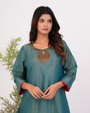 APNAसा Turquoise Tissue Cord Set With Handwork