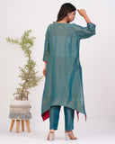 APNAसा Turquoise Tissue Cord Set With Handwork