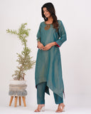 APNAसा Turquoise Tissue Cord Set With Handwork