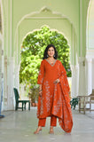 Rust Royale Floral Embroidered Kurta Set