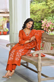 Rust Royale Floral Embroidered Kurta Set