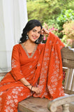 Rust Royale Floral Embroidered Kurta Set