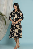 Black Bloom Printed Midi Dress