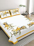 Orange Watercolor Birds Bedsheet