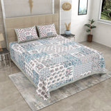 Teal Mist Elephant Patchwork Bedsheet