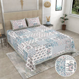 Teal Mist Elephant Patchwork Bedsheet