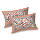 Peach Turquoise Mosaic Bedsheet