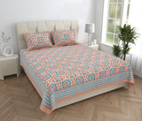 Peach Turquoise Mosaic Bedsheet