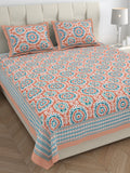 Peach Turquoise Mosaic Bedsheet