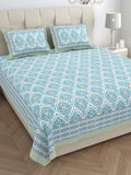 Mint Breeze Ethnic Ikat Bedsheet