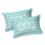 Turquoise Glow Ethnic Ikat Bedsheet