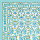 Turquoise Glow Ethnic Ikat Bedsheet