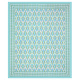 Turquoise Glow Ethnic Ikat Bedsheet