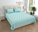 Turquoise Glow Ethnic Ikat Bedsheet