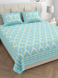 Turquoise Glow Ethnic Ikat Bedsheet