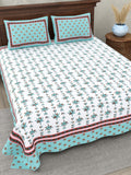 Aqua Bloom Vine Printed Bedsheet