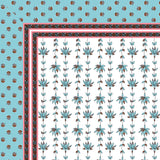 Aqua Bloom Vine Printed Bedsheet