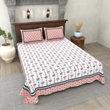 Peach Bloom Vine Printed Bedsheet
