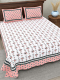 Peach Bloom Vine Printed Bedsheet