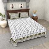 Grey Bloom Vine Printed Bedsheet