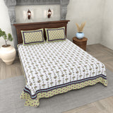 Lime Bloom Vine Printed Bedsheet