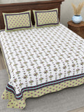 Lime Bloom Vine Printed Bedsheet