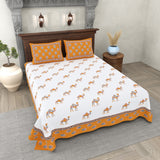 Orange Camel Jaipuri Printed Bedsheet