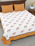 Orange Camel Jaipuri Printed Bedsheet