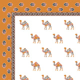 Orange Camel Jaipuri Printed Bedsheet
