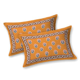 Orange Camel Jaipuri Printed Bedsheet