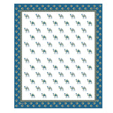 Teal Camel Jaipuri Printed Bedsheet