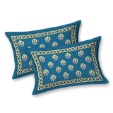 Teal Camel Jaipuri Printed Bedsheet
